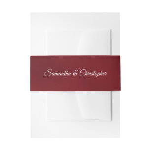 Simple Elegant Crimson Red Wedding  Invitation Belly Band