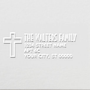 Simple Elegant Cross Name Return Address SM Embosser