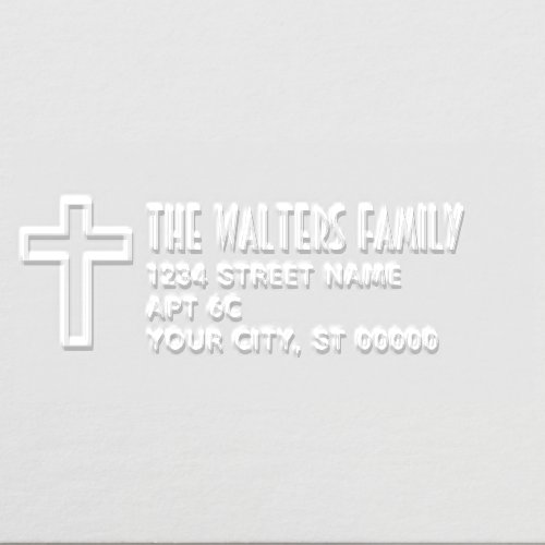 Simple Elegant Cross Name Return Address SM Embosser