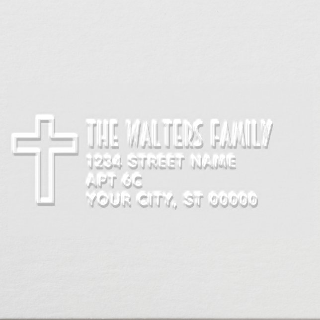 Simple Elegant Cross Name Return Address SM Embosser (Design)
