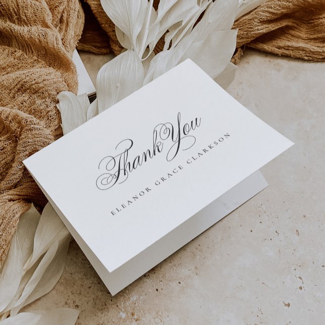 Simple Elegant Cross Script Calligraphy Baptism Letterpress Thank You Card (Creator Uploaded)