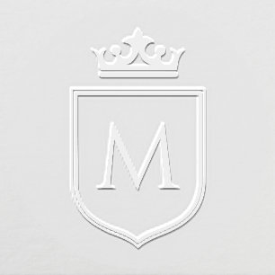 Simple Elegant Crown Heraldic Crest Init Monogram Embosser