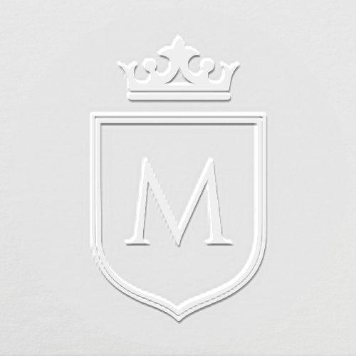 Simple Elegant Crown Heraldic Crest Init Monogram Embosser