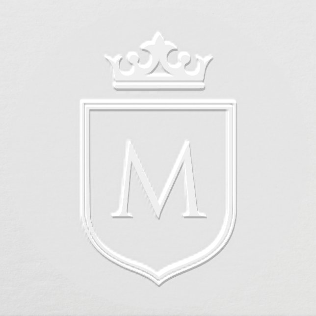 Simple Elegant Crown Heraldic Crest Init Monogram Embosser (Design)