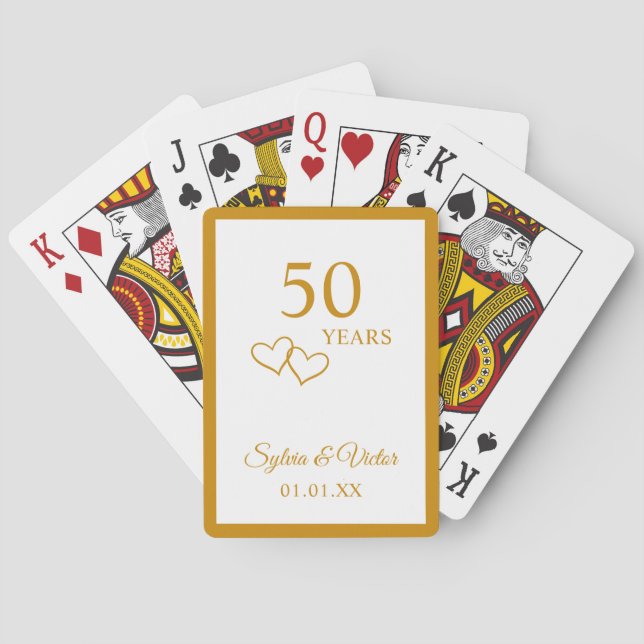 Simple Elegant Custom 50th Anniversary Party Favor Poker Cards (Back)