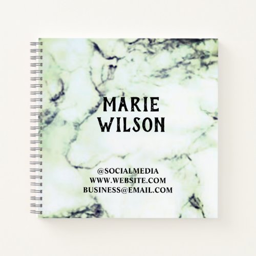 Simple elegant custom add your name marble noteboo notebook
