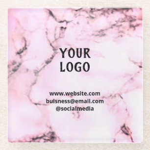 Simple elegant custom add your name marble stone glass coaster