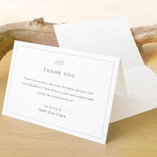 Simple Elegant Custom Funeral and Sympathy Letterpress Thank You Card