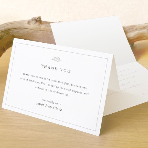 Simple Elegant Custom Funeral and Sympathy Thank You Card