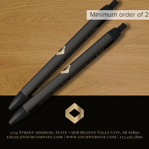 Simple Elegant Custom Logo Black Ink Pen