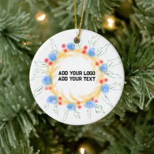 Simple elegant custom logo here company ceramic ornament