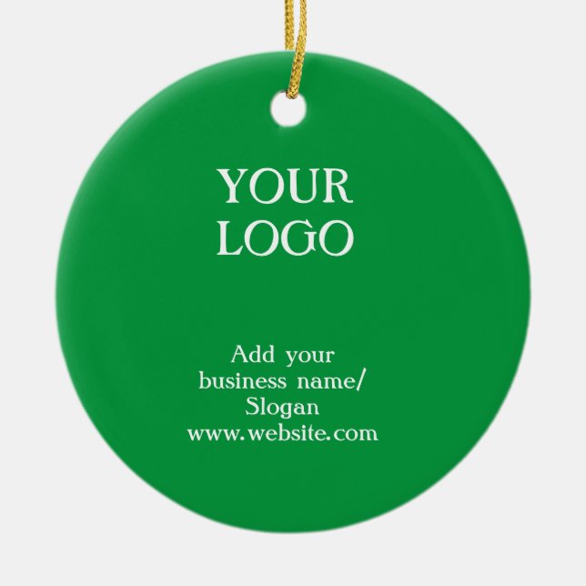 Simple elegant custom logo here company easter gre ceramic ornament (Front)