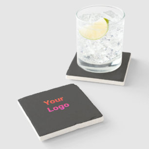 Simple elegant custom logo here company stone coaster