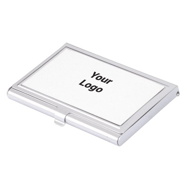 Simple elegant custom logo here company        tri business card case (Front)