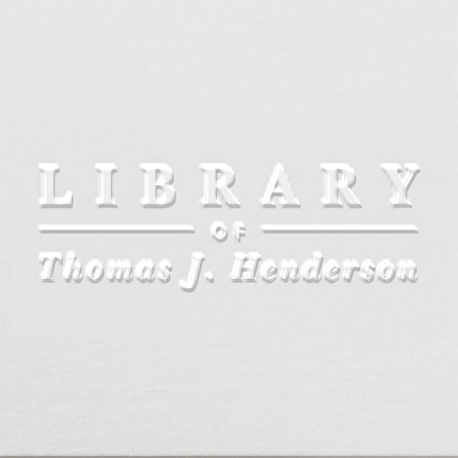 Simple Elegant Custom Name Library Book Embosser (Design)