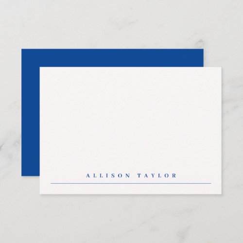 Simple Elegant Custom Name Navy Blue Note Card