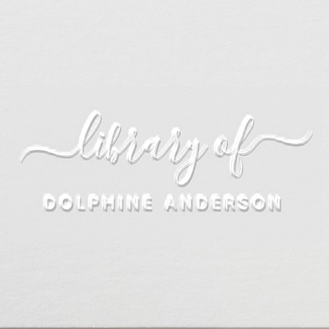 Simple Elegant Custom Name The Library Of Book Embosser (Design)