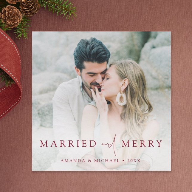 Simple Elegant Custom Photo Newlywed Christmas Holiday Card (Creator Uploaded)