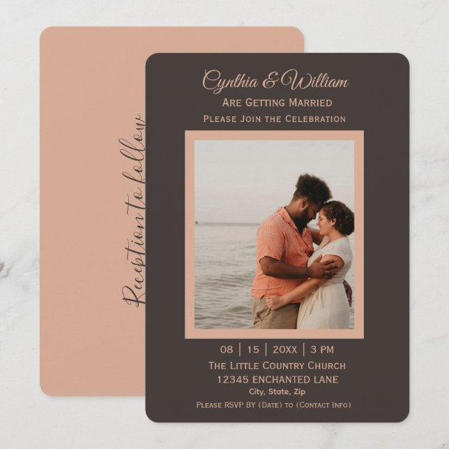 Simple Elegant Custom Photo Wedding Invitation (Front/Back)