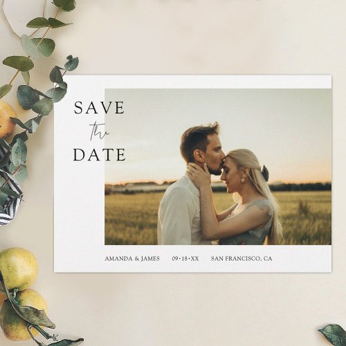 Simple Elegant Custom Photo Wedding Save the Date Invitation
