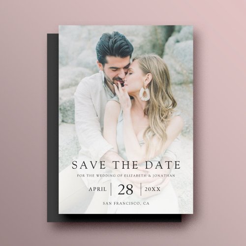 Simple Elegant Custom Save the Date Photo Magnetic Invitation