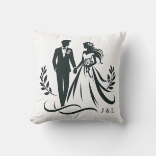 Simple Elegant Customizable Monogram Wedding Gift Throw Pillow