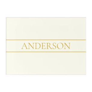 Simple Elegant Customizable Text Gold Off White Acrylic Print