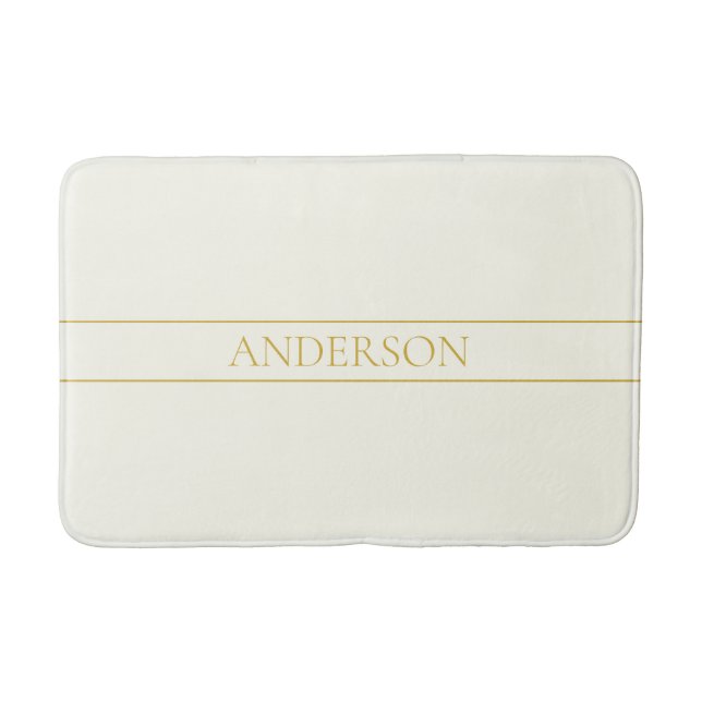 Simple Elegant Customizable Text | Gold Off White Bath Mat (Front)