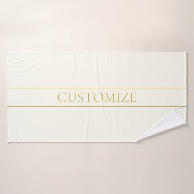 Simple Elegant Customizable Text | Gold Off White Bath Towel Set (Bath Towel)