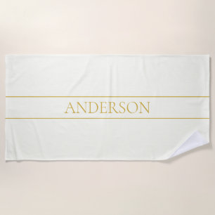 Simple Elegant Customizable Text   Gold Off White Beach Towel