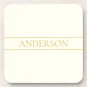 Simple Elegant Customizable Text   Gold Off White Beverage Coaster