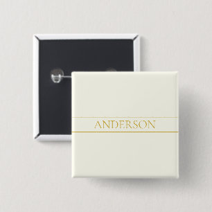 Simple Elegant Customizable Text   Gold Off White Button