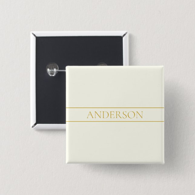 Simple Elegant Customizable Text | Gold Off White Button (Front & Back)