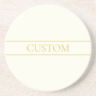 Simple Elegant Customizable Text   Gold Off White Coaster