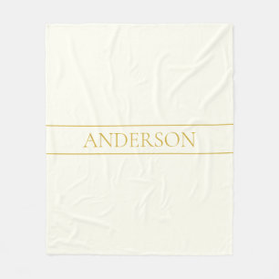 Simple Elegant Customizable Text Gold Off White Fleece Blanket