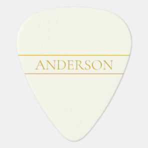 Simple Elegant Customizable Text | Gold Off White Guitar Pick