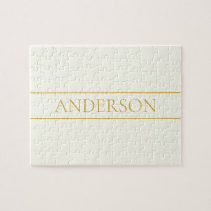 Simple Elegant Customizable Text Gold Off White Jigsaw Puzzle