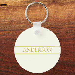 Simple Elegant Customizable Text Gold Off White Keychain
