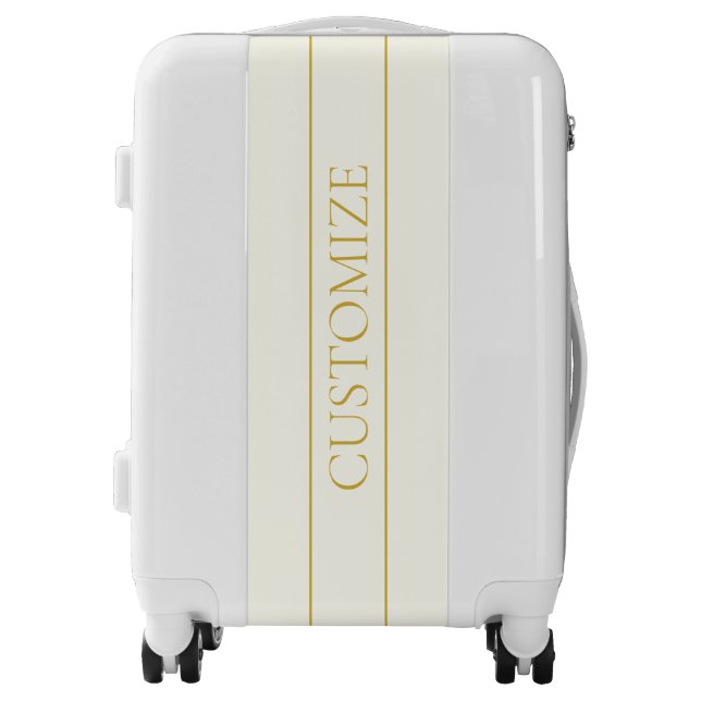 Simple Elegant Customizable Text | Gold Off White Luggage (Front)