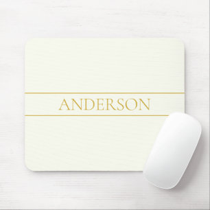 Simple Elegant Customizable Text Gold Off White Mouse Pad