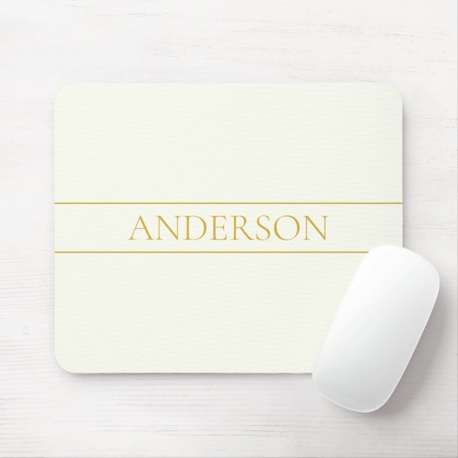 Simple Elegant Customizable Text | Gold Off White Mouse Pad (With Mouse)