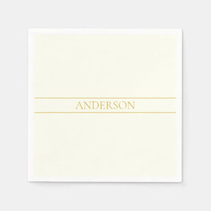 Simple Elegant Customizable Text   Gold Off White Napkins