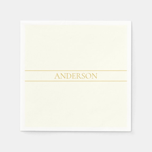 Simple Elegant Customizable Text | Gold Off White Napkins (Front)