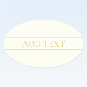 Simple Elegant Customizable Text Gold Off White Oval Sticker
