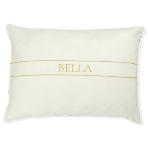 Simple Elegant Customizable Text Gold Off White Pet Bed
