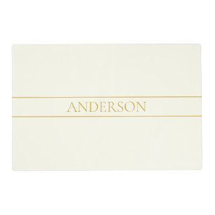 Simple Elegant Customizable Text Gold Off White Placemat
