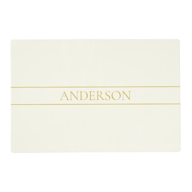 Simple Elegant Customizable Text | Gold Off White Placemat (Front)