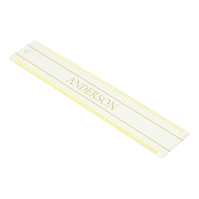 Simple Elegant Customizable Text | Gold Off White Ruler (Angled)