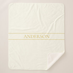 Simple Elegant Customizable Text Gold Off White Sherpa Blanket