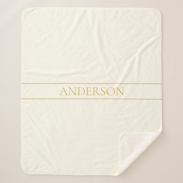Simple Elegant Customizable Text | Gold Off White Sherpa Blanket (Front)